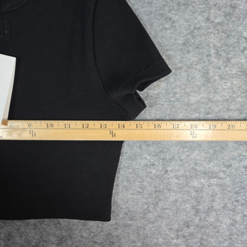 Alexander Wang Black Embossed Logo Cropped Ribbed T-Shirt Women S - Picture 4 of 6